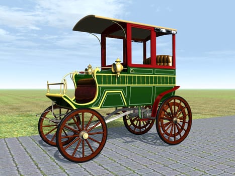 Computer-generated 3D illustration with a 1900 truck