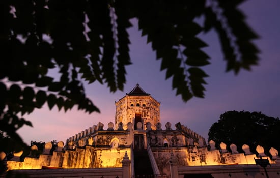 Fort Phra Sumen on the Menam Chao Phraya River in the historic center of the capital Bangkok in Thailand.