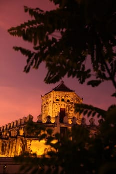 Fort Phra Sumen on the Menam Chao Phraya River in the historic center of the capital Bangkok in Thailand.