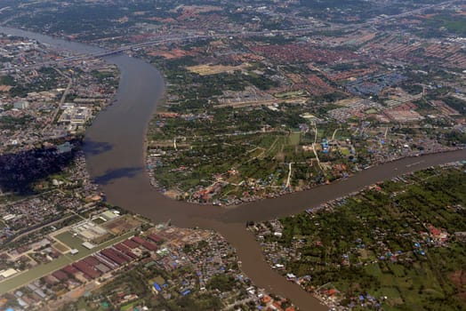 The River Mae Nam Chao Phraya east of the capital Bangkok of Thailand in South East Asia.
