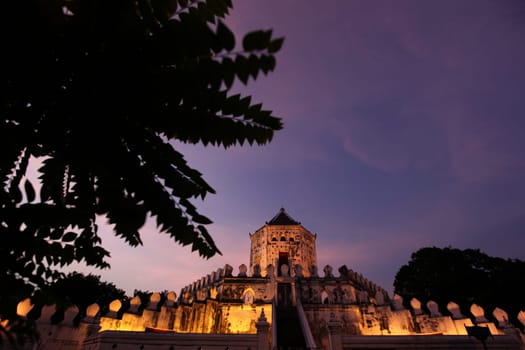 Fort Phra Sumen on the Menam Chao Phraya River in the historic center of the capital Bangkok in Thailand.