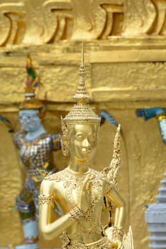 The temple complex of Wat Phra Kaew in the capital Bangkok of Thailand in South East Asia.
