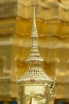 The temple complex of Wat Phra Kaew in the capital Bangkok of Thailand in South East Asia.