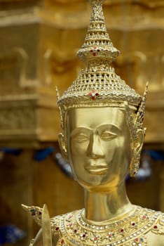 The temple complex of Wat Phra Kaew in the capital Bangkok of Thailand in South East Asia.