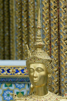 The temple complex of Wat Phra Kaew in the capital Bangkok of Thailand in South East Asia.