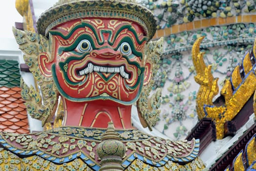 The temple complex of Wat Phra Kaew in the capital Bangkok of Thailand in South East Asia.