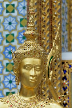 The temple complex of Wat Phra Kaew in the capital Bangkok of Thailand in South East Asia.