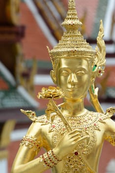 The temple complex of Wat Phra Kaew in the capital Bangkok of Thailand in South East Asia.
