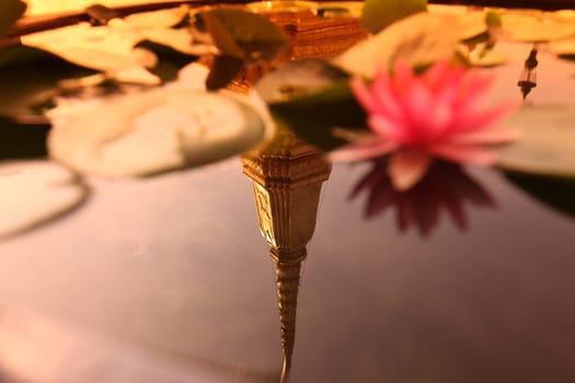 A lotus flower in Wat Phra Keo in the Temple Gelaende near the Royal Palace in the historic center of the capital Bangkok in Thailand.