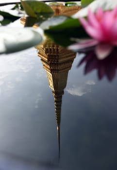 A lotus flower in Wat Phra Keo in the Temple Gelaende near the Royal Palace in the historic center of the capital Bangkok in Thailand.