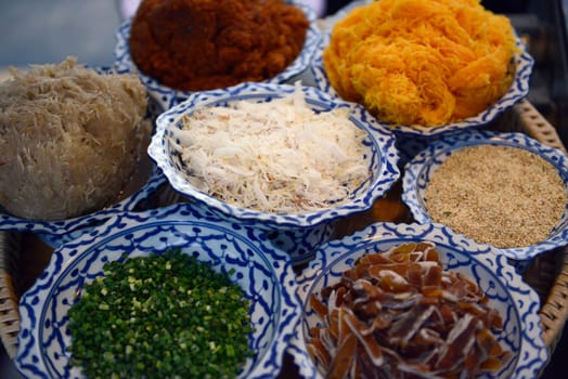 A Thai street kitchen in the capital Bangkok of Thailand in South East Asia.