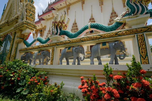 The temple Wat Pak Saeng near Lakhon Pheng on the Mekong River in Amnat Charoen province northwest of Ubon Ratchathani in northeastern Thailand in South East Asia.