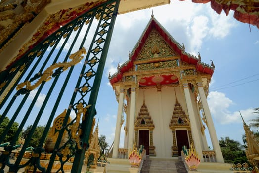 The temple Wat Pak Saeng near Lakhon Pheng on the Mekong River in Amnat Charoen province northwest of Ubon Ratchathani in northeastern Thailand in South East Asia.