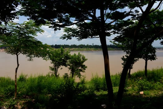 The stone landscape in the Mekong River of the Natural Park Sam Phan Bok near Lakhon Pheng on the Mekong River in the province of Amnat Charoen northwest of Ubon Ratchathani in northeastern Thailand in South East Asia.