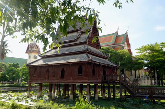The temple Wat Thung Si Meuang in the city of Ubon Ratchathani in northeastern Thailand in South East Asia.