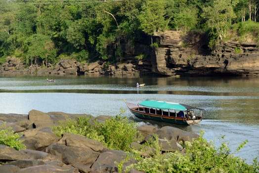 The landscape at Pha Taem National Park near Khong Chiam near Ubon Ratchathani in northeastern Thailand in South East Asia.