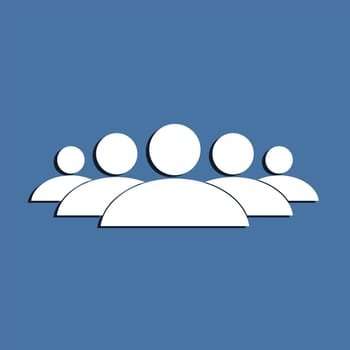 People group symbol on a blue background. Flat design element.