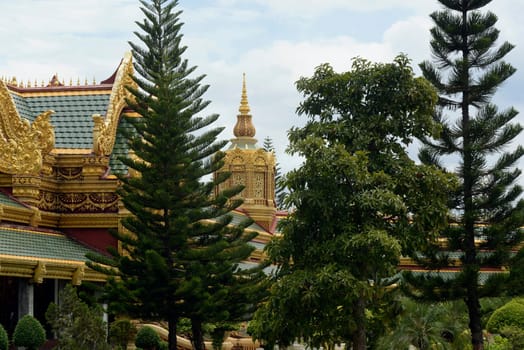 The Great Temple or Chedi Phra Maha Chedi Chai Mongkhon on a hill near Roi Et in Roi Et province northwest of Ubon Ratchathani in northeastern Thailand in South East Asia.
