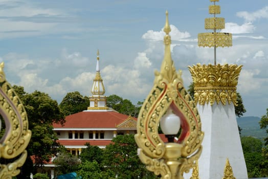 The Great Temple or Chedi Phra Maha Chedi Chai Mongkhon on a hill near Roi Et in Roi Et province northwest of Ubon Ratchathani in northeastern Thailand in South East Asia.