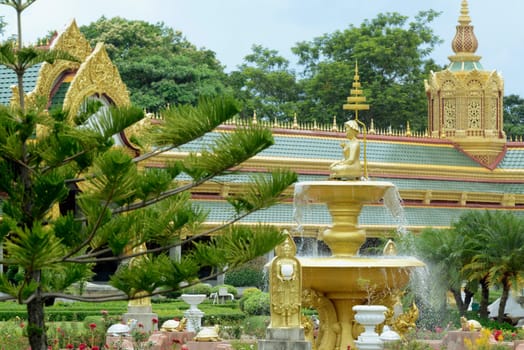 The Great Temple or Chedi Phra Maha Chedi Chai Mongkhon on a hill near Roi Et in Roi Et province northwest of Ubon Ratchathani in northeastern Thailand in South East Asia.