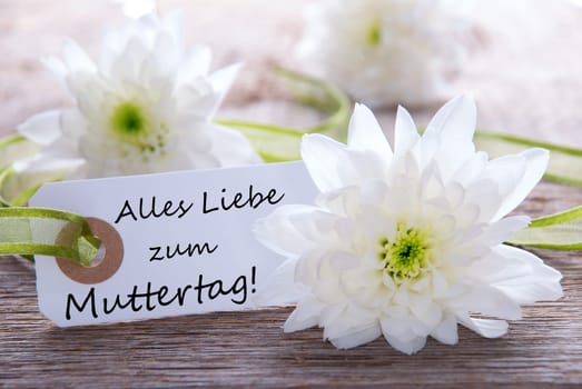 White Label with the German Words Alles Liebe Zum Muttertag which means Happy Mothers Day