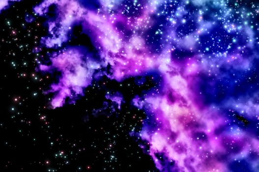 stars shine through the clouds of a new nebula