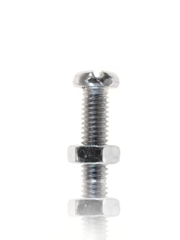 Nuts and bolts isolated against a white background