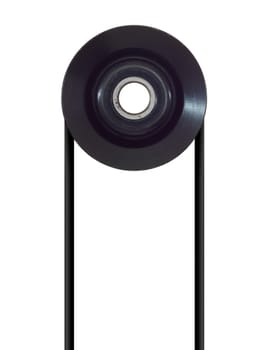 A pulley wheel isolated on a plain background
