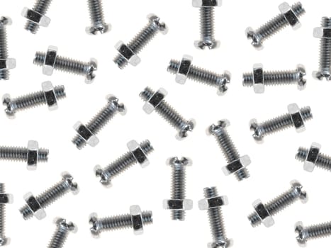 Nuts and bolts isolated against a white background