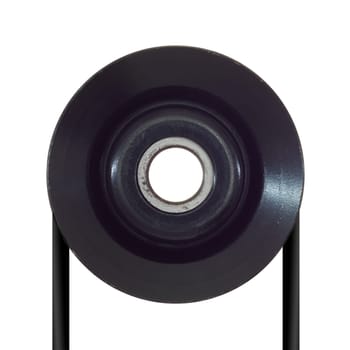 A pulley wheel isolated on a plain background
