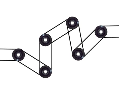 A pulley wheel isolated on a plain background