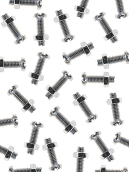 Nuts and bolts isolated against a white background