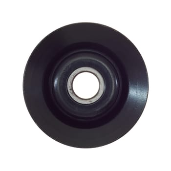A pulley wheel isolated on a plain background