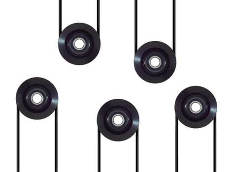 A pulley wheel isolated on a plain background