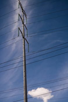 Tower with a nice blue backround sky an cables