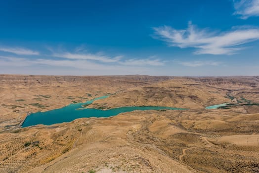 Wadi El Mujib Dam and Lake in Jordan middle east
