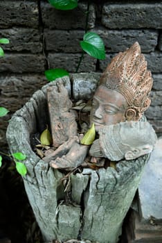 Traditional figures are available for sale in the garden of Ban Phor Linag Meun's Terracota Art at Terracota Garden in Chiang Mai in northern Thailand in South East Asia.