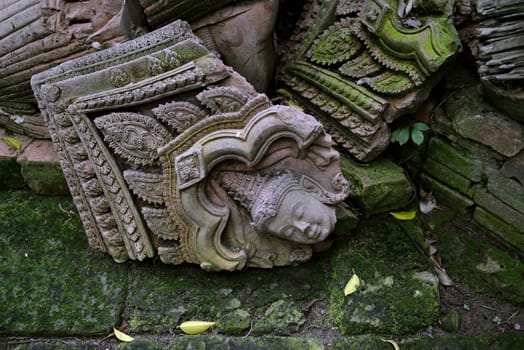 Traditional figures are available for sale in the garden of Ban Phor Linag Meun's Terracota Art at Terracota Garden in Chiang Mai in northern Thailand in South East Asia.