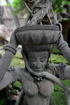 Traditional figures are available for sale in the garden of Ban Phor Linag Meun's Terracota Art at Terracota Garden in Chiang Mai in northern Thailand in South East Asia.