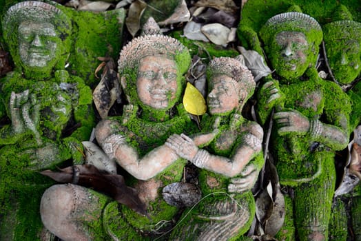 Traditional figures are available for sale in the garden of Ban Phor Linag Meun's Terracota Art at Terracota Garden in Chiang Mai in northern Thailand in South East Asia.