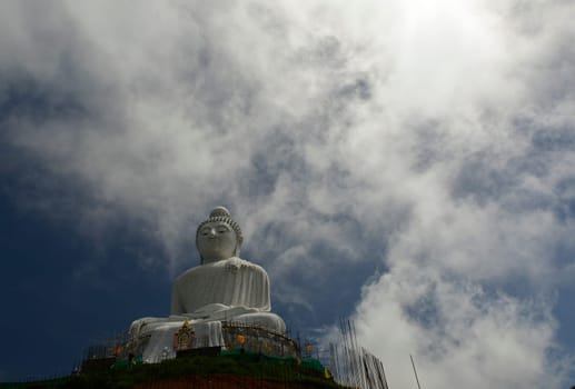 The Great Buddha at Wat Chalong in the mountains in the south of phuket island in southern Thailand in South East Asia.