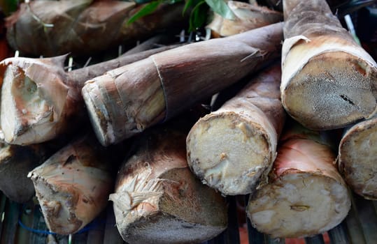 Bamboo at a regional market on the island of Phuket in the south of Thailand in South East Asia.