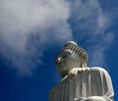 The Great Buddha at Wat Chalong in the mountains in the south of phuket island in southern Thailand in South East Asia.