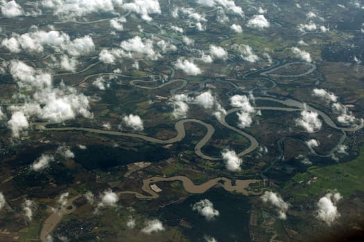 The landscape around Yasothon province and Ubon Rachathani in Isan approaching from Chiang mai to Ubon in northeastern Thailand.