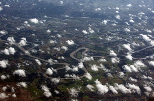 The landscape around Yasothon province and Ubon Rachathani in Isan approaching from Chiang mai to Ubon in northeastern Thailand.
