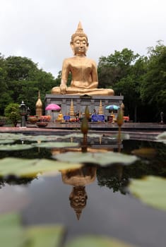 The Great Buddha in the provincial capital Amnat Charoen in the province of Amnat Charoen in isan in northeastern Thailand.