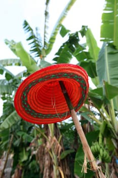 A sun hat in the provincial capital Amnat Charoen in Amnat Charoen province in Isan,thailand.