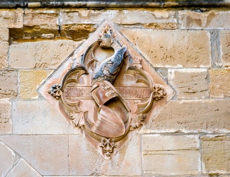 Monastery of Santa Maria de Poblet, Catalonia, Spain Coat of Arms detail knight