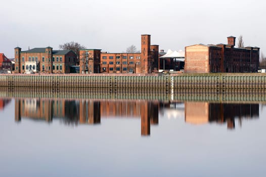 The reception of an old industrial site on the river Elbe in Wittenberge.