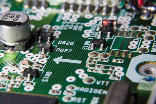 Circuit board with chips and capacitor